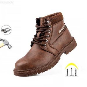 Botas de moda para hombre, zapatos de protección de alta calidad, parte superior de cuero de microfibra, zapatos con punta de acero a prueba de fuego y aceite, antigolpes L230802