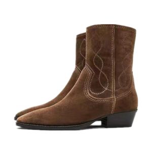 Bottes Maxdutti Folk Indie Broderie Vintage Cowhide Boot Boots d'hiver Boots Fonds Fashion Cuir Chaussures