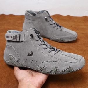 Bottes hommes Chaussures décontractées en cuir non glissière Chaussures de sport de marche à la main pour hommes avec livraison gratuite Sneakers de haut haut