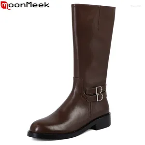 Boots Moonmeek 2024 Taille 32-42 Top Sale Ladies Zipper Modern Realine Great Knee High Square Med Heels Automne