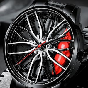 botas Nuevos relojes Men Sports Car Men Watches Quartz Impermeable Sport Rim Wheel Wallwatch CAR CARRZO Men's Watches Man Watch