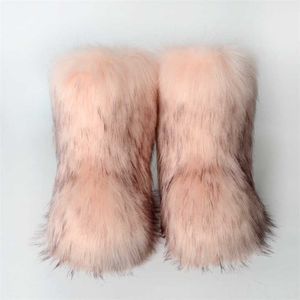 Botas Nuevas botas de nieve para mujer con pelo de perro mapache integrado de piel de invierno zapatos al aire libre medio 230830