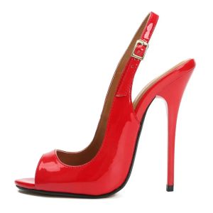 Bottes Peep Toe Sandals d'été Femmes Chaussures 2023 Élégant grande taille Black Red High Heels Mules Back Strap Sexy Wedding Party Shoes Lady