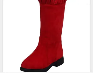 Bottes en daim rouge Plus Velvet Fashion Children Snow Keep Washing