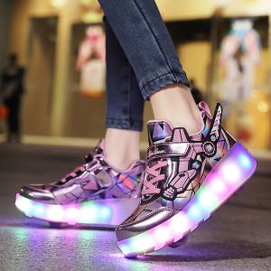 Boots Roller Skate Shoes for Kids Toys Boots Children Sneakers With Wheels Boys 2022 Fashion Casual Sports Girls Flashing Light LED