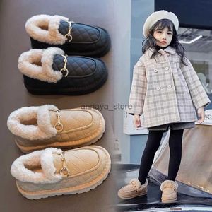 Botas Tamaño 26-36 Botas de tobillo suaves para niñas Zapatos de piel cálidos para niños para niñas Mocasines Mocasines Botas de nieve antideslizantes impermeables para niños L231209