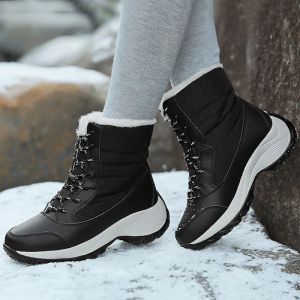 Botas Snow Women Boots Zapatos Mujer Improiector Botas Damas LaceUp Botas para mujeres Moda de talla de tamaño Mujer Mujer Boot de invierno Femenina