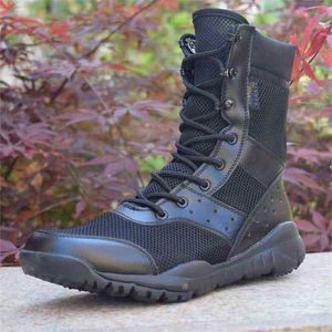 Bottes Été Combat Bateau Hommes Femmes Escalade Formation Légère Étanche Tactique Randonnée En Plein Air Chaussures Respirant Mesh Armée 220819