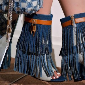 Boots Femmes Boots Trend 2023 Fashion Spring Summer Fisls Fish Mouth Shoes Corne Bottes de jean Cool Bothing Cool Both