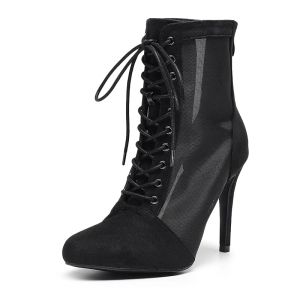Boots Femmes Fermed Toe Latin Dance Chaussures pour gilrs Soft Botroom Ballroom Salsa Dancing Shoes for Woman High Heel Flannel Latino