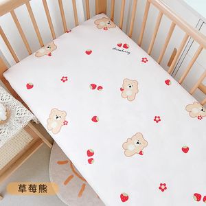 Born Baby Cuna Sábana ajustable con algodón elástico Impresión de dibujos animados Cuna Sábana de cama Funda de colchón para niños Protector de cama 240229