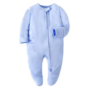 ropa de sueño con patas de bebé nacidas algodón blanca blanca de una pieza de pijama de una pieza de pijama 012 meses 240325