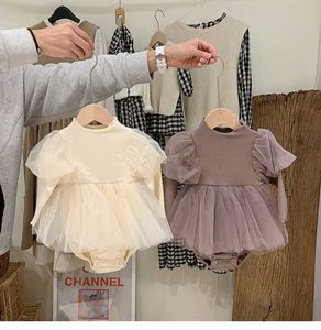 Né Bébé Girls Vêtements Tutu jupe Romper coréen Princess Onesie Robe Pour Little Baddler InS Vêtements avec bandeau 210529