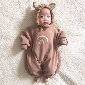 Né infantile enfant en bas âge arc-en-ciel barboteuse pour bébé garçon vêtements mode tenue coréenne onesie filles vêtements hiver 210529