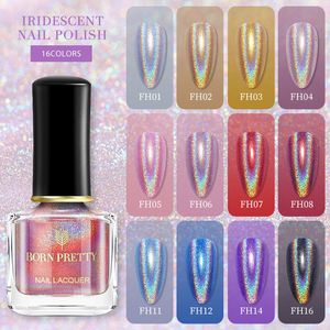 BORN PRETTY Esmalte de uñas con purpurina 3D, 6 ml, barniz de uñas holográfico camaleón, laca negra, se necesita base