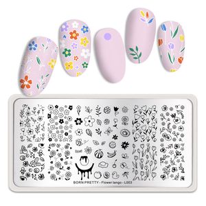 BORN PRETTY Flowers Pattern Rectangle Nail Stamping Plates Stainless Steel Simple Flower Tango Theme DIY Design Stamp Template