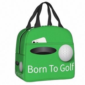 Born To Golf Ball Lunch Bag Femmes Thermique Refroidisseur Isolé Lunch Ctainer Box pour Enfants Travail Scolaire Alimentaire Pique-Nique Fourre-Tout Sacs J7sV #