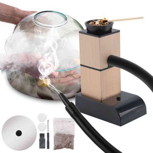 BORUiT Smoke Infuser Portable Molecular Cuisine Smoking Gun Food Cold Smoke Generator Meat Burn Smokehouse Cooking for BBQ Grill 210326