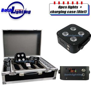 Bothlighting 8-Pack IR4 Mini Uplights Case - 4x12W Hex LED Spotlight with Wireless DMX & IR Remote Control