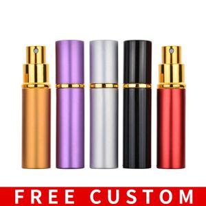 Bouteille avec Logo personnalisé gratuit, bouteille de parfum vide en verre Portable de 10 ML avec coque en aluminium, étui cosmétique rechargeable, vente en gros