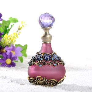 Bouteille de parfum vide en verre Hd de 25ml, fleur violette, conteneur rechargeable Vintage, décor, cadeau pour femmes et filles, décoration de mariage à domicile