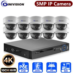 Bouteilles 10ch 8MP 4K DÉTECTION DE VACE NVR EXTÉRIEUR SÉCURITÉ SÉCURITÉ HUMAN SYSTÈME DE CCTV 5MP IP CAMER