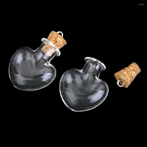 Bouteilles 10 pièces verre liège bouteille verres Ampoules laine pendentifs forme de coeur