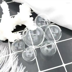 Botellas 15 piezas 6-30 mm mini bola de vidrio vacía colgante encantos viales botella de deseo globo transparente burbuja orbes de cristal