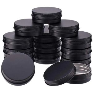 Bouteilles 20pcs pots de bougie vides avec couvercle en gros en aluminium noir boot jar cosmétique maquillage orgainzer the spice cans kit de viaje