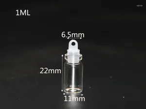 Bouteilles 50pcs 11 22mm 1ml Mini bocaux en verre souhaitant pendentifs avec bouchon en plastique petite bouteille décoration artisanat message flacon