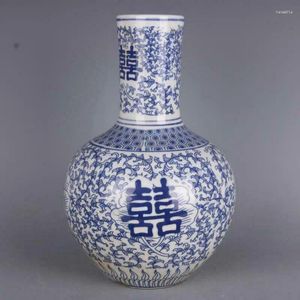 Botellas Estilo chino Flor de porcelana azul y blanca Palabra 