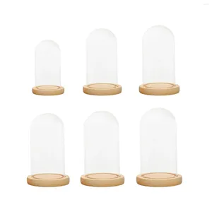 Support de couvercle de dôme en verre transparent avec base en bois, pièce d'accent de décoration pour la maison, Portable, pratique et Durable, rond décoratif pour le bureau