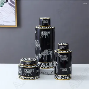 Bouteilles Pots de zèbre créatifs modernes avec couvercle Style chinois salon décoration meuble TV bureau Vase ornement décor à la maison pot