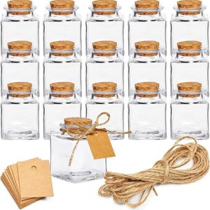 Bouteilles en verre de 1.7 Oz/50ml, Mini pots avec ficelle et étiquettes vierges pour cadeaux, épices, artisanat, miel