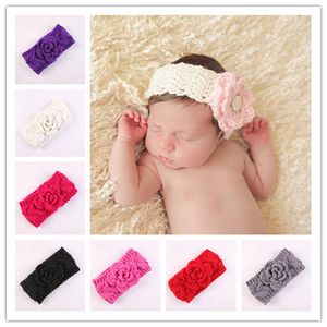 Boutique Xmas Nouveau-né tricot élastique bandeau Wrap tricot rose fleur bandeau bébé baptisé bandeau Turban Twist noué Headwrap FD6578