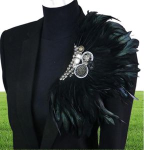 Boutonniere Clips Collar Brooch Pin de mariage Bussiness Suites Banquet Brooch Black Feather Anchor Flower Corsage Party Bar Singer LJ4805603