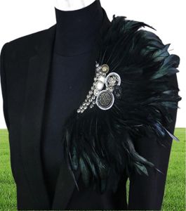 Boutonniere Clips Collar Brooch Pin de mariage Bussiness Suites Banquet Brooch Black Feather Anchor Flower Corsage Party Bar Singer LJ7282919