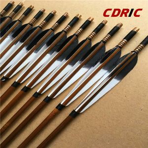 Handmade Bamboo Arrows with Turkey Feathers for Longbow and Recurve Bow Archery Hunting