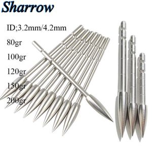 Bow Arrow Archery Target Arrowhead Point Field Tips 80/100/120/150/200Grain Stainless Steel ID3.2/4.2mm for Carbon Arrow Shaft ShootingHKD230626