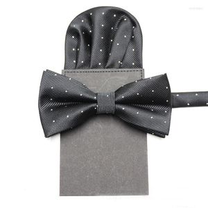 Pajaritas 2 PCS Business Bowtie Pocket Square Set para hombres Bowknot Necktie Tuxedo Traje Accesorio Fiesta de boda