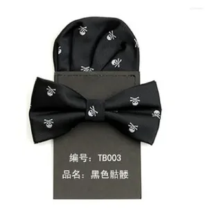 Bow Ties 2024 Dot Skull Bowtie for Men Gravata Pocket Square Set Set Coucher Business Gift Gift Business
