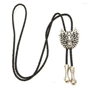 Pajaritas 5 piezas al por mayor lotes estilo chino Bolo Tie para hombres cadena de cuero negro con hebilla de Metal plateado personalizado