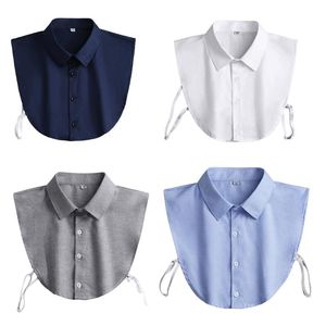 Pajaritas 896E Oficina para hombre Dickey desmontable Botón de color sólido Cuello falso Solapa Media camisa