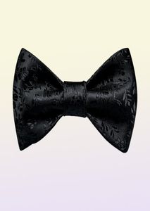 Bow Ties Black Floral Solid Self Tie Men Fashion Butterfly Silk Business Mariage de mariage Fête Bowtie Set Dibangu5151702