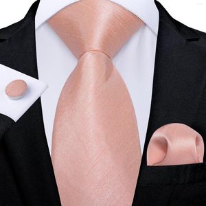 Bow Ties Classic Solid Pink Mens Tie Set ACCESSOIRES DE PARTÉ DE MEALLAGE 8cm Coldage Neckerchief Cuffle Links Groom and Heroomsman Gift Wholesale