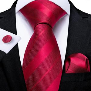 Bow Ties Dibangu Mens Corbe Red Rayado Tada de boda de seda para hombres Set de fiesta de negocios Hanky Diseño de diseño de negocios