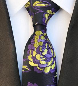 Bow Ties Fashion 8cm Silk Men's Floral Blue Tie Purple Jacquard Woven Traje Men Men Business Wedding Farty Formal Regalo
