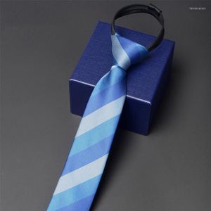 Bow Linds Fashion Formal 5 cm Skinny Zipper Tie Brand de alta calidad Empresas de negocios para hombres Corbalo clásico Blue Striped For Men