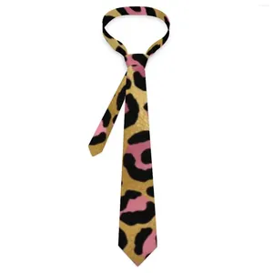 Bow Ties Gold Pink Leopard Tie Animal Print Business Coule élégant pour un collier graphique adulte unisexe cadeau Coldie