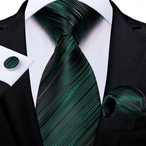 Bow Ties Green Solid Striped Silk Wholesale